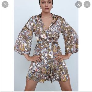 ZARA Paisley Collared Mini Dress